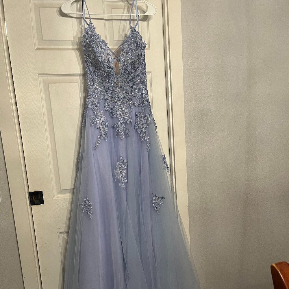 Long Light Purple Prom Dress with Criss Cross Back